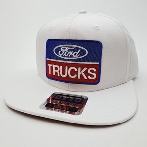 Ford Trucks Embroidered Patch Flat Bill Cap Hat White Snapback